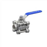 Válvula de bola de acero inoxidable de puerto completo de 3 piezas