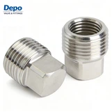 1/2 1/8 3/4 Conector de tubería de acero inoxidable 316 Tapón de tornillo de cabeza cuadrada sólida Tapón de cabeza cuadrada Npt Bsp